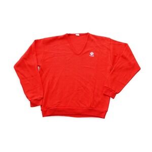 Vintage Nebraska Cornhuskers‎ V Neck Sweatshirt Red Pullover USA Made Large